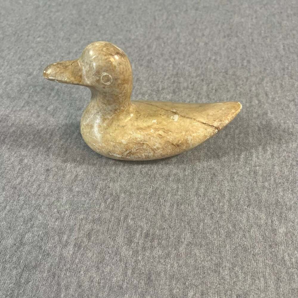 Vintage Hand Carved Stone Duck Figurine Sculpture